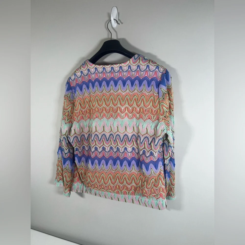 Boston Proper Color Surplice Flare Sleeve Boho Long Sleeve Blouse Size Large - Picture 6 of 8